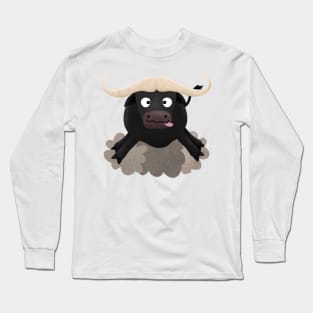 Funny running water buffalo cartoon Long Sleeve T-Shirt